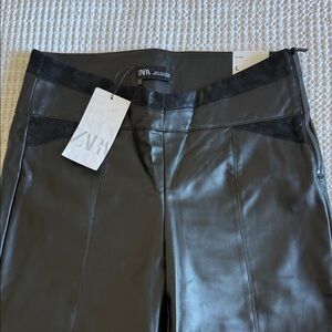 Zara Dark Faux leather Trousers